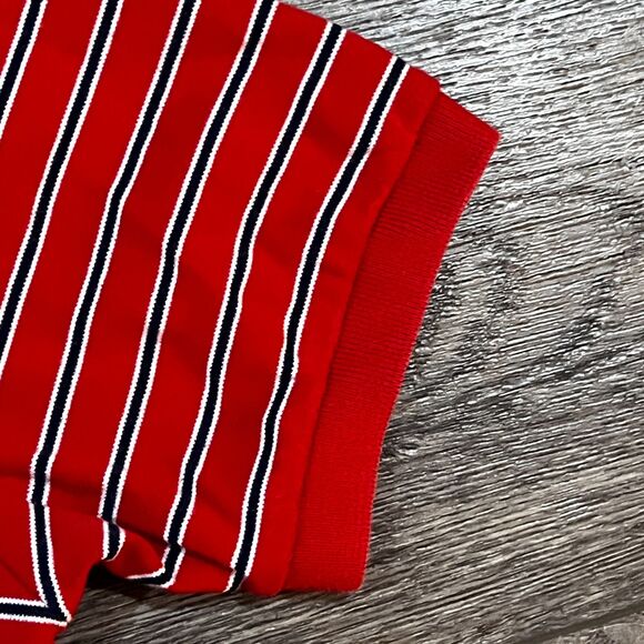 Vintage Polo Ralph Lauren Red and White Classic Fit Striped Polo Shirt - Medium - Picture 3 of 5